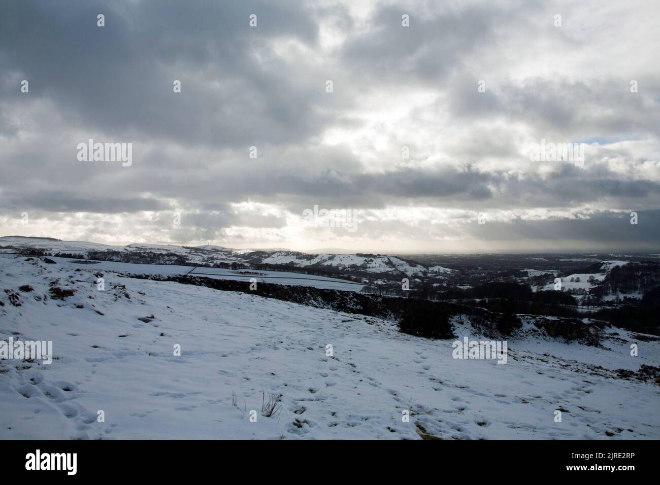Bowstonegate above Lyme Park on a winter day Cheshire England Stock Photo