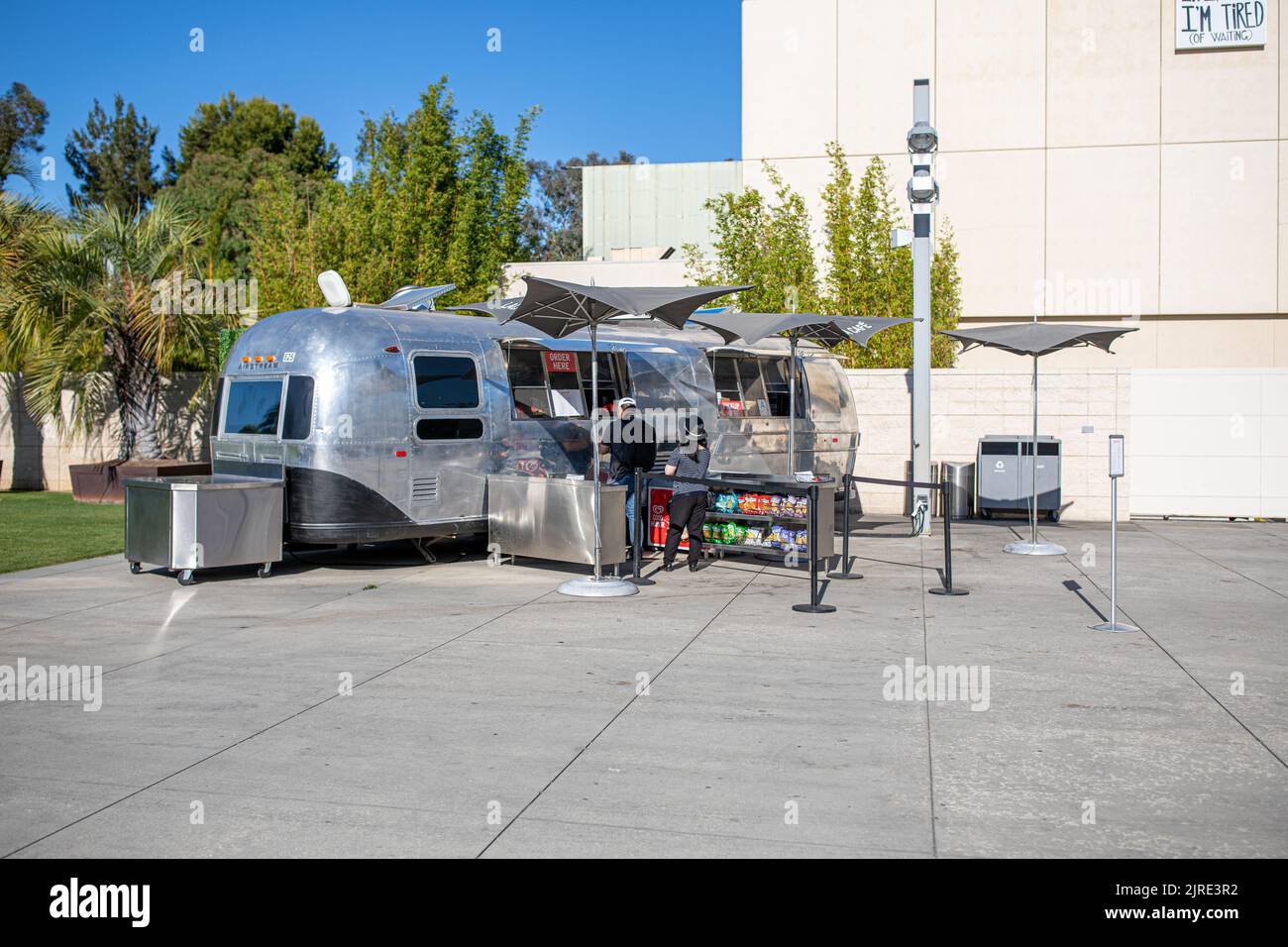 The Airstream Aluminum Converted Food Truck in Los Angeles Stock Photo