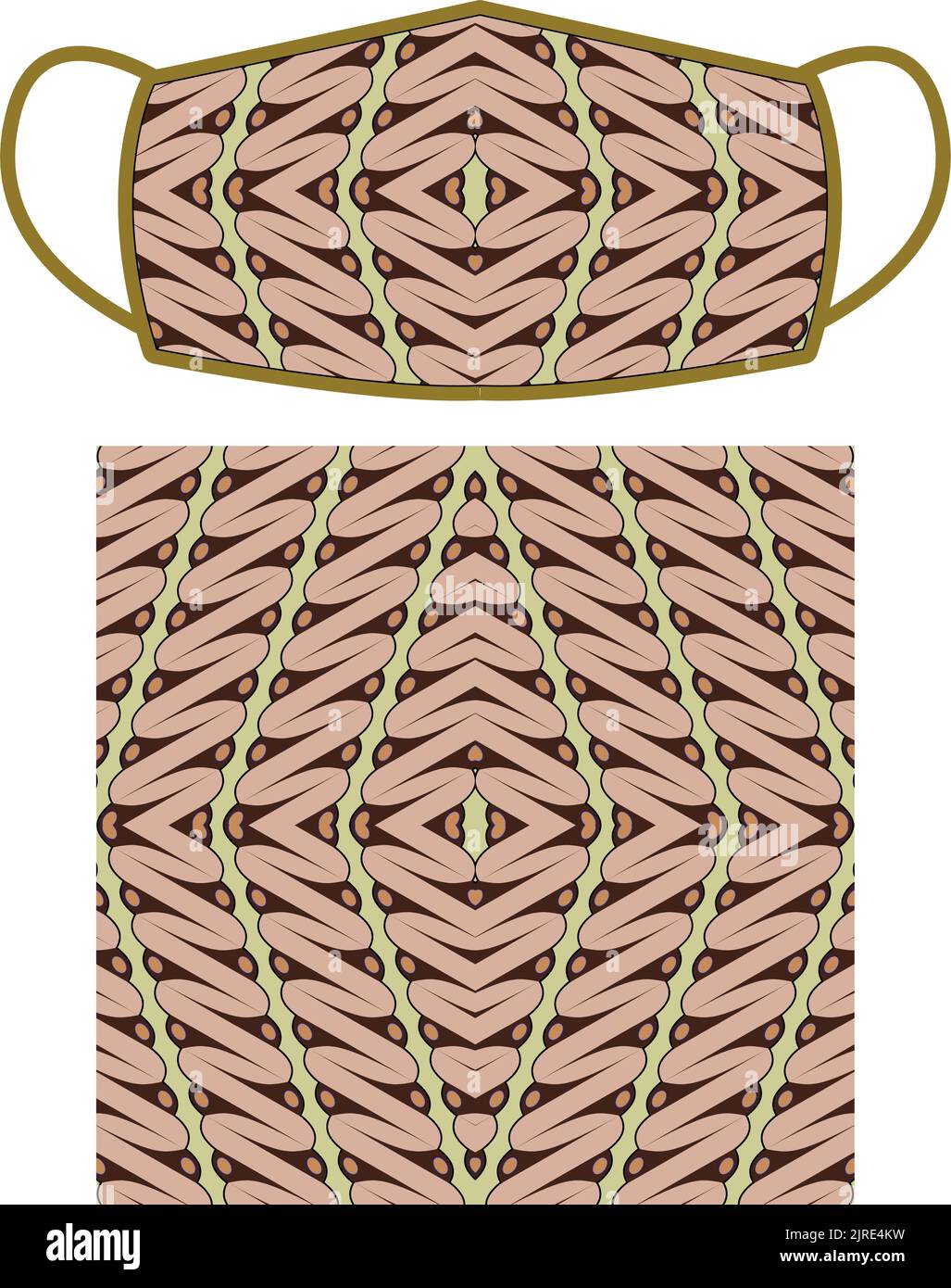 A digital illustration of a protective face mask with an abstract pattern and a part of the pattern Stock Vector