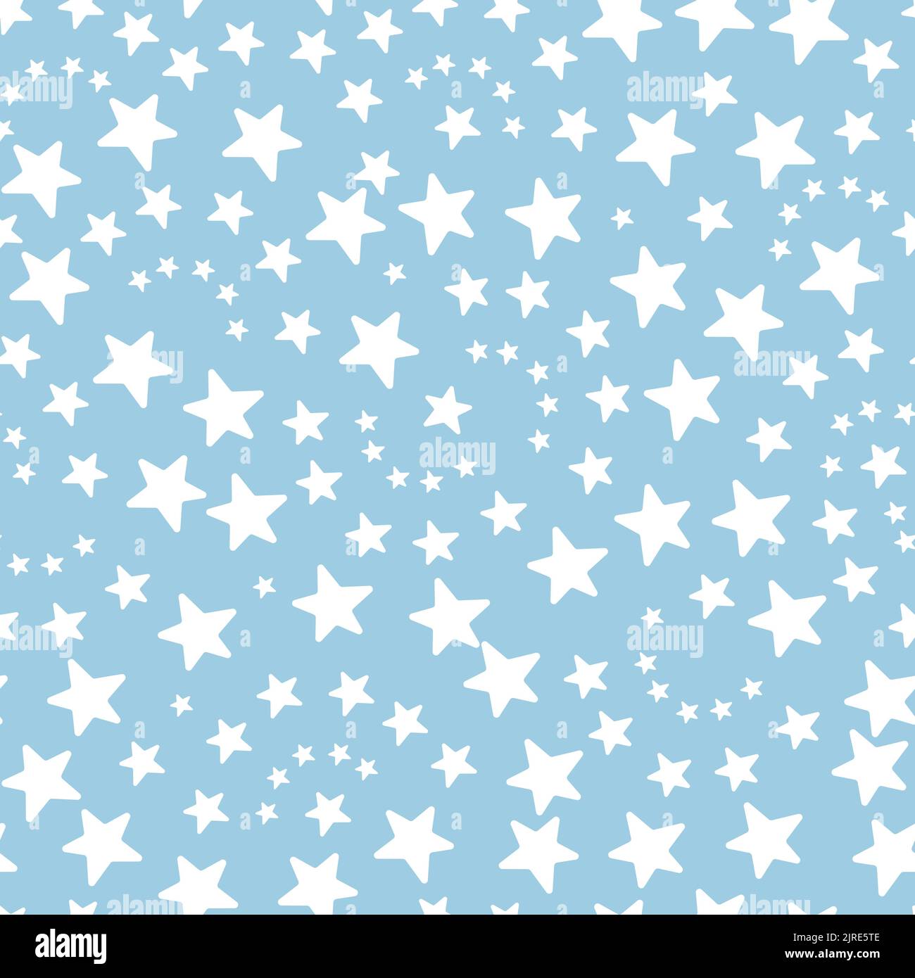 Stars. Seamless vector pattern. Isolated blue background. Flat style. Endless ornament of white stars. Delicate background. Stock Vector