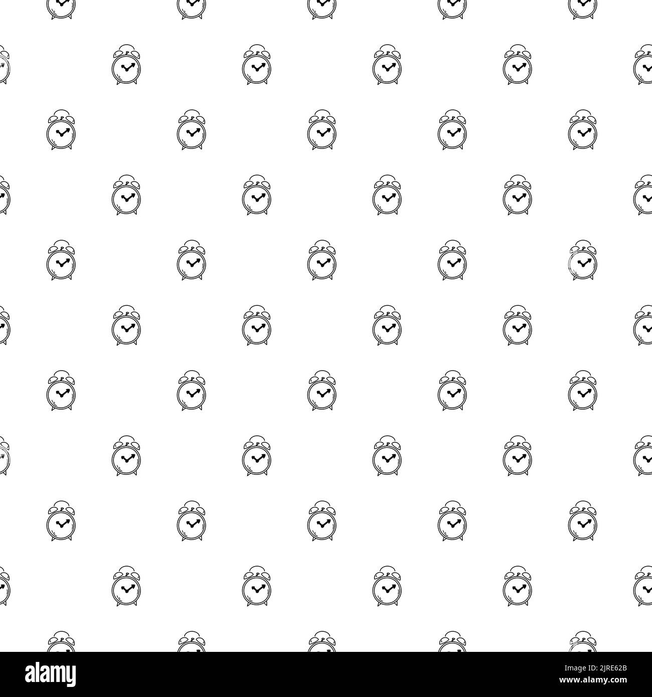 Seamless pattern with doodle alarm clock. Sketch vector black ...