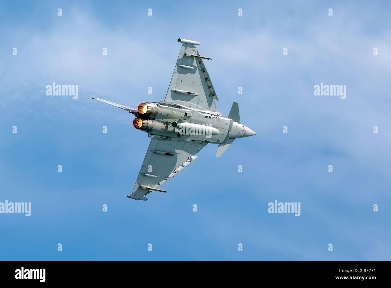 Eastbourne, East Sussex, UK. Featuring the RAF Typhoon at the annual Eastbourne Airshow viewed from the beach at Eastbourne. 18th August 2022. Credit David Smith/Alamy Live News Stock Photo