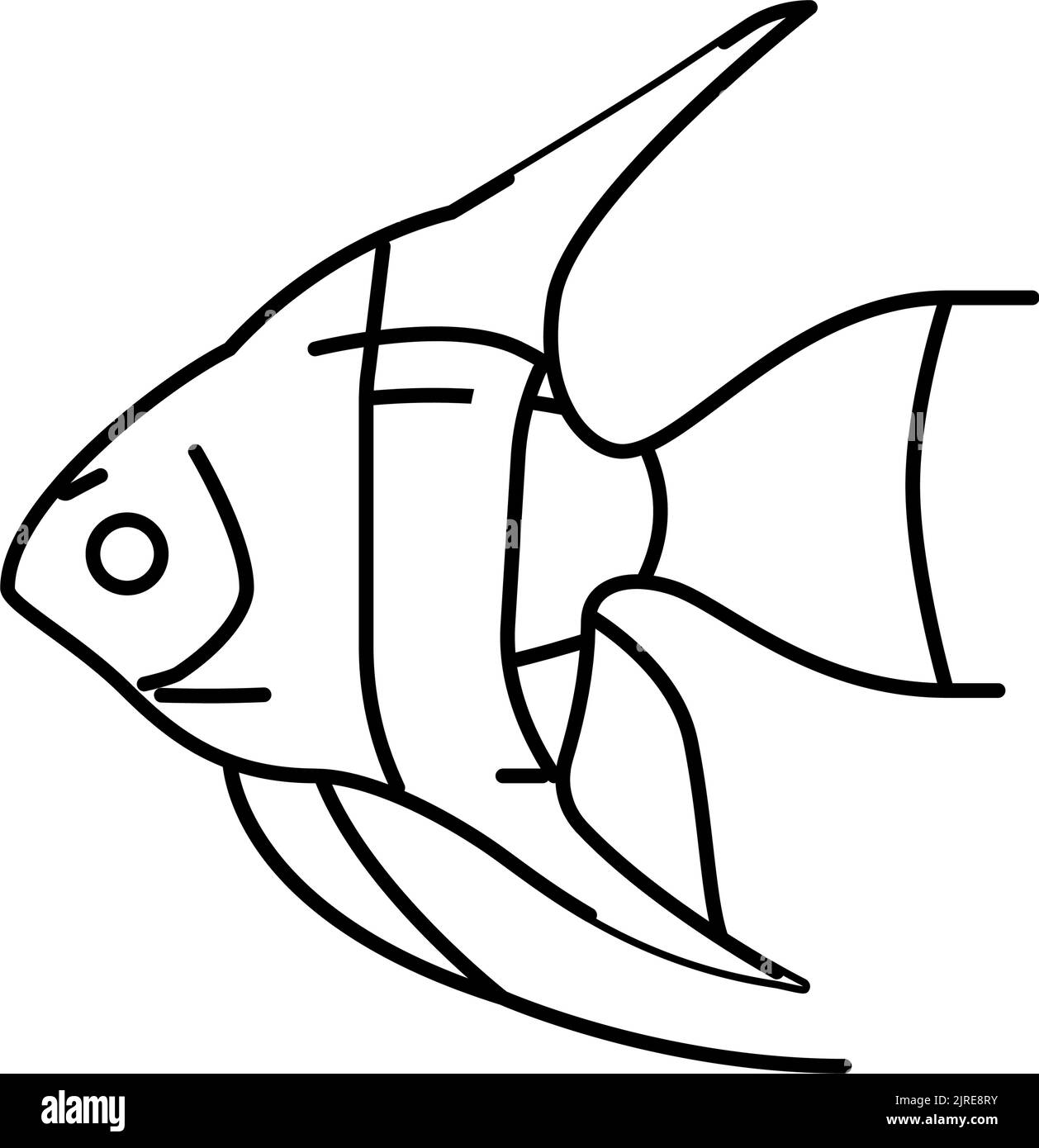angelfish aquarium fish line icon vector illustration Stock Vector