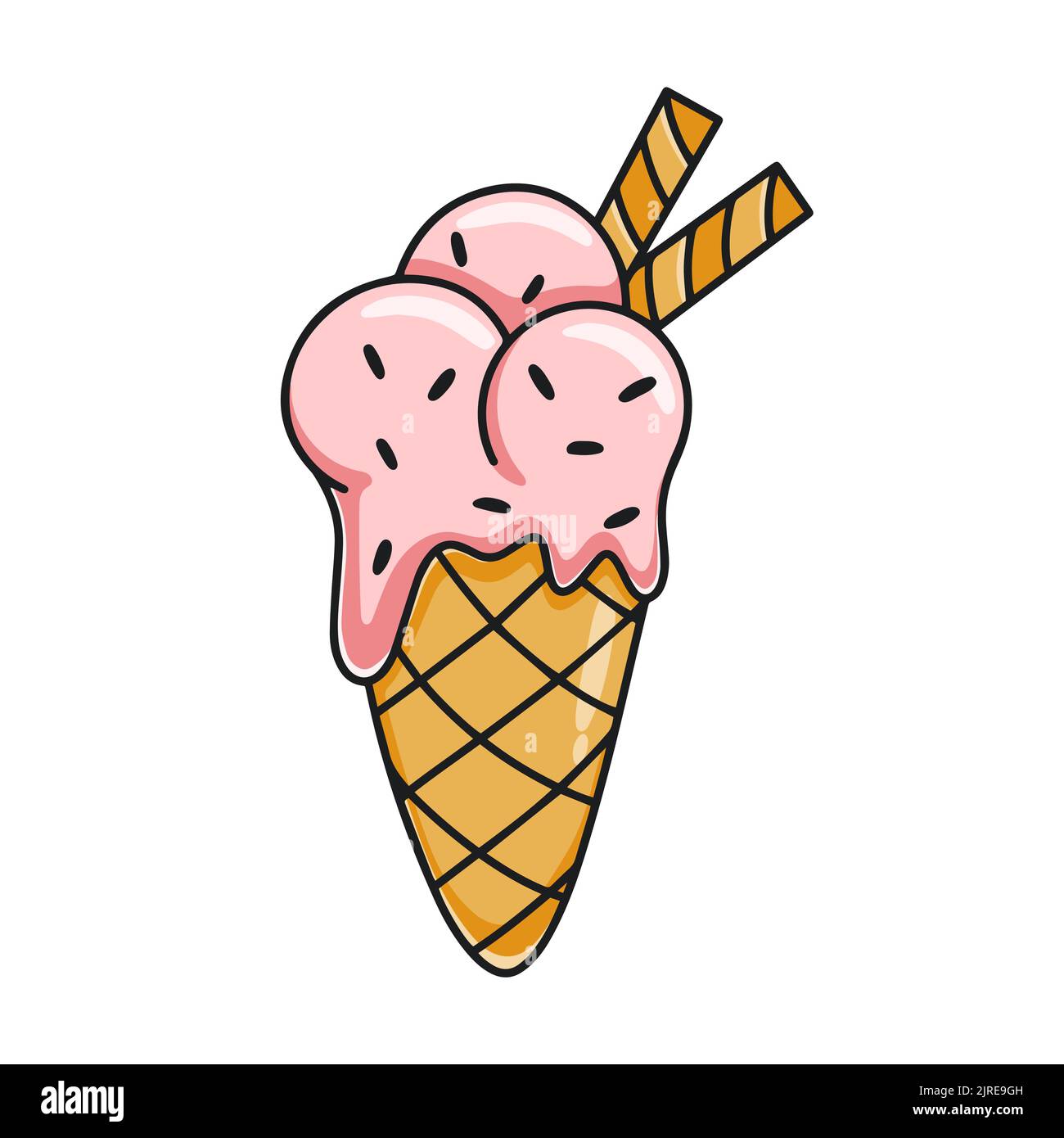 Ice cream balls in waffle cone cartoon Stock Vector Image & Art Alamy