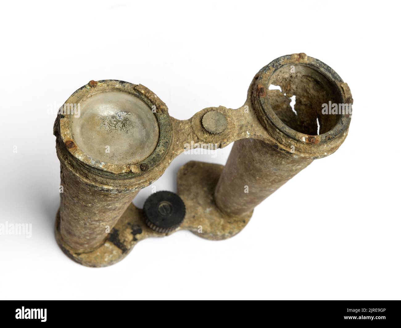 HONG KONG,CHINA05 Apr,2022. Old rusted binoculars found buried and