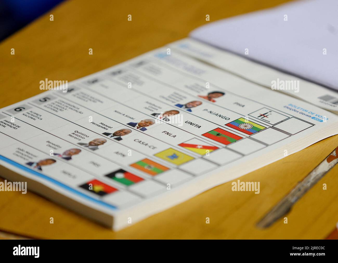 A view of a ballot paper during the general election at Nzinga Mbandi school in the capital Luanda, Angola August 24, 2022. REUTERS/Siphiwe Sibeko Stock Photo