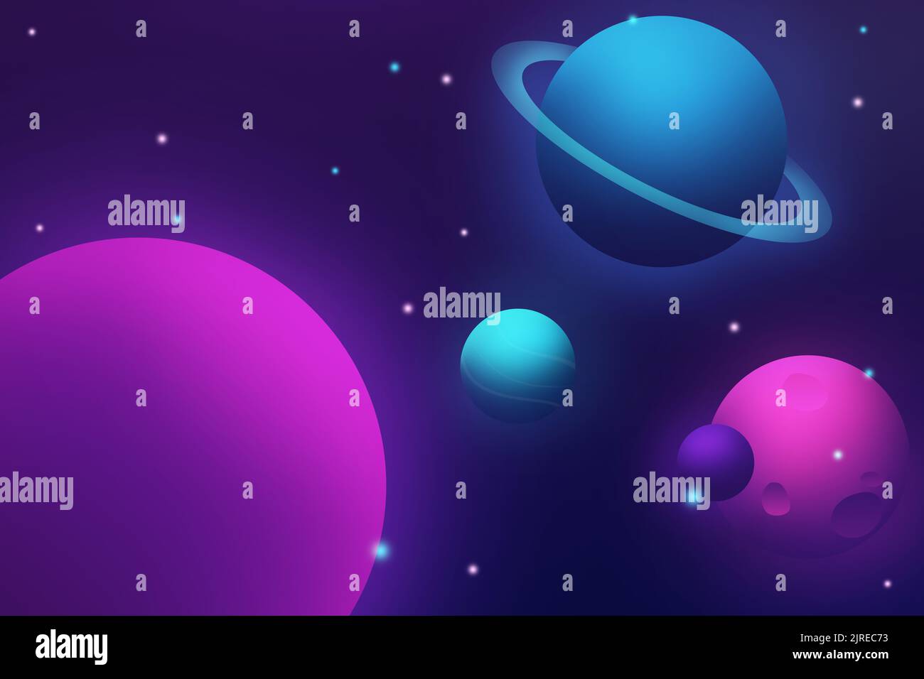 Space landscape with planets and stars. Digital illustration Stock ...