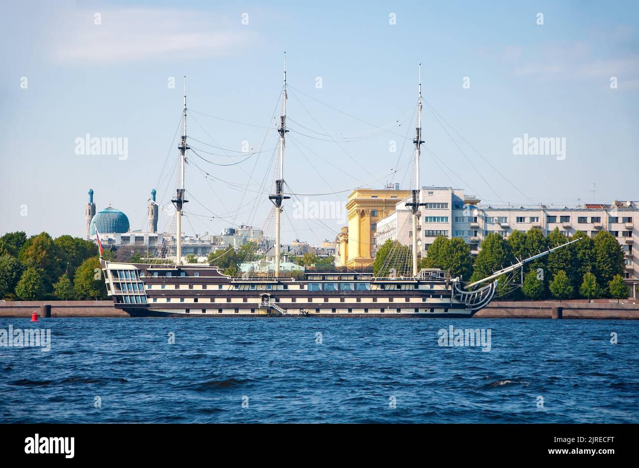 St. Petersburg, Russia - August 15 , 2022: Ship restaurant on the Neva river. Stock Photo