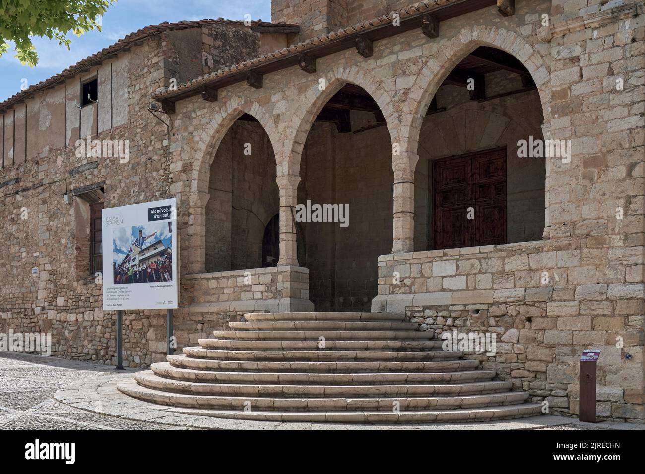 The old convent of San Francisco under construction to be a tourist hostel in the town of Morella, Castellon province, Spain, Europe Stock Photo