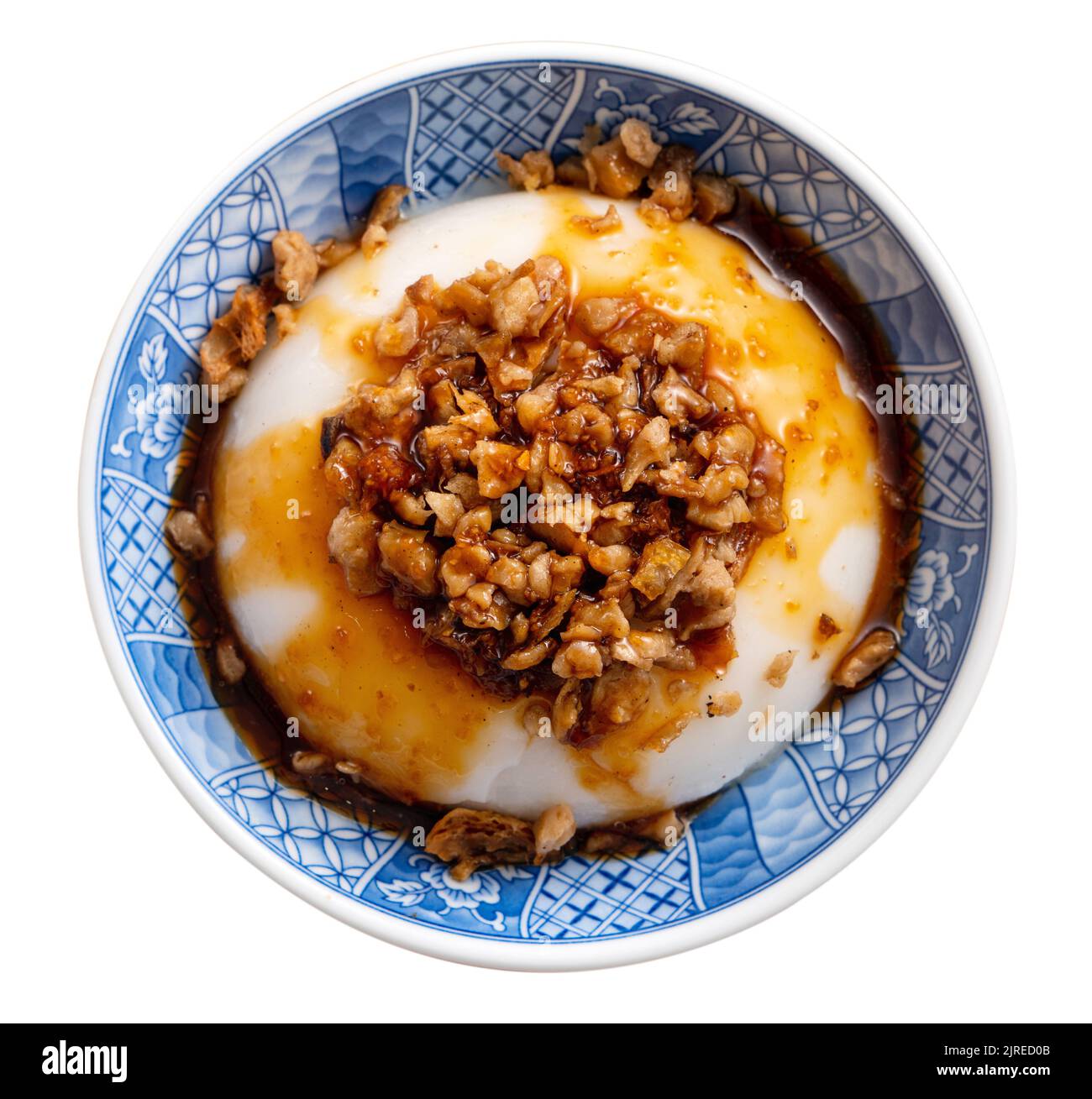 Taiwanese savory rice pudding Wa gui, rice cake with chopped dried