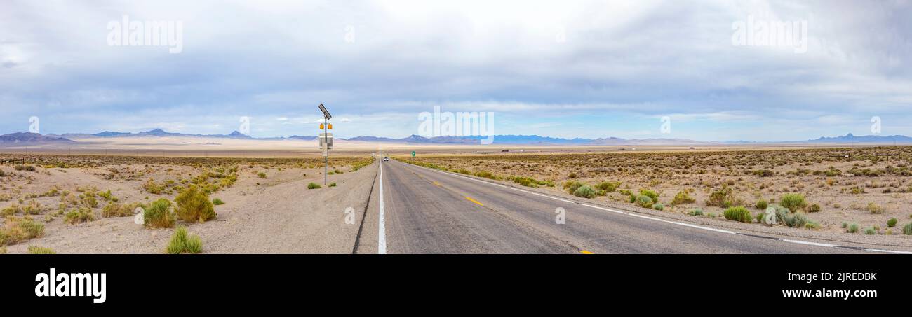 Riding the Route 95 in Nevada on daytime thru the desert, USA Stock ...