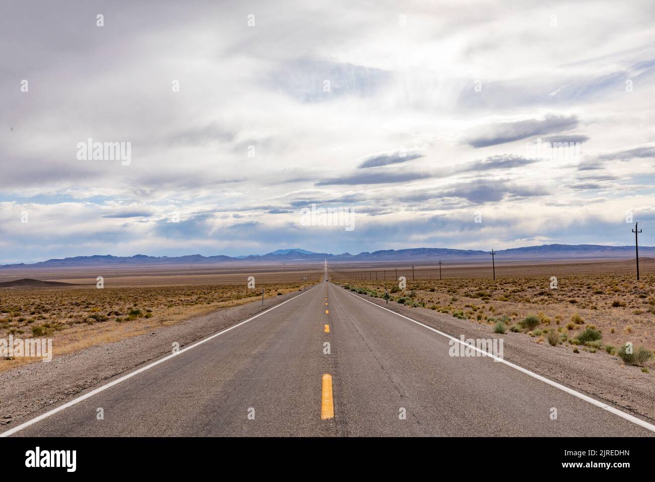 Riding the Route 95 in Nevada on daytime thru the desert, USA Stock Photo - Alamy