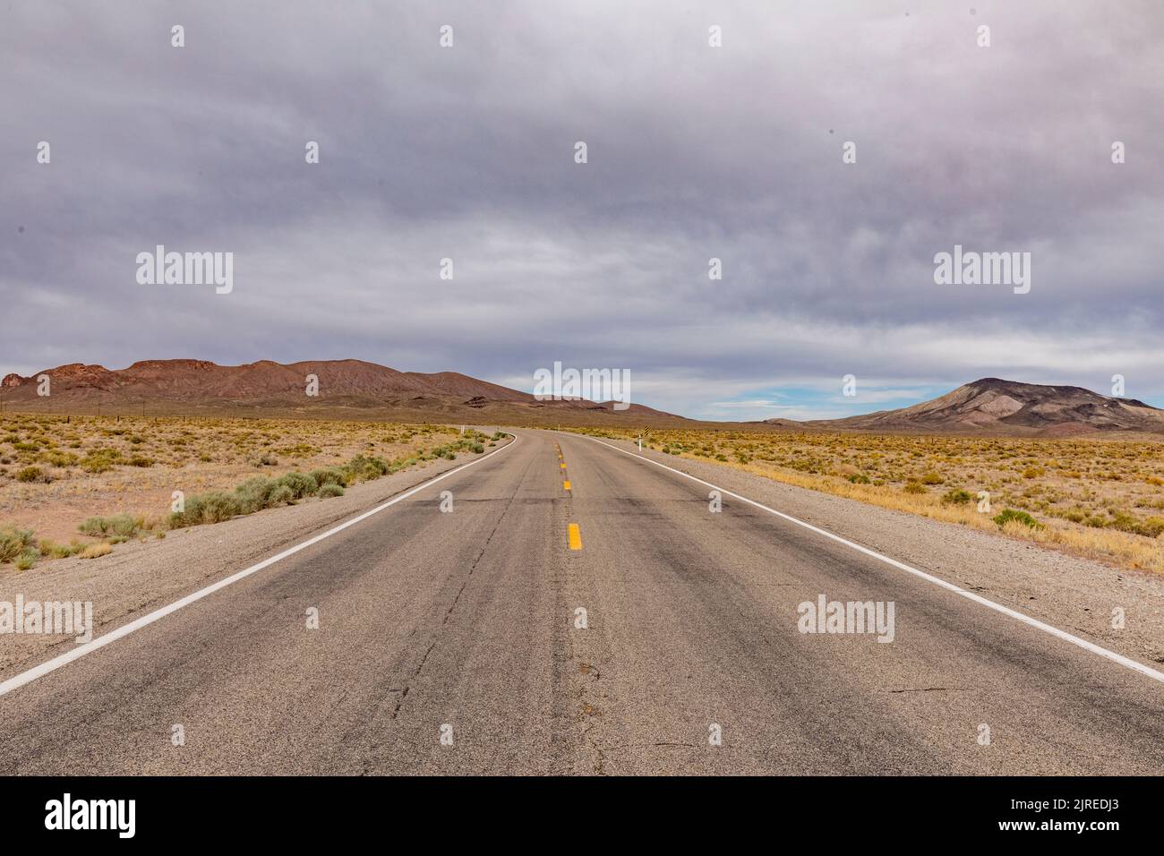 Riding the Route 95 in Nevada on daytime thru the desert, USA Stock ...