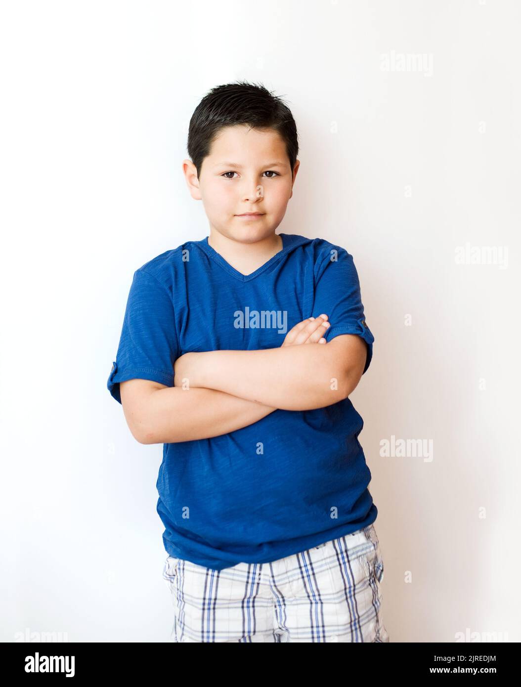 Portrait of  boy. Isolated over white background. Stock Photo
