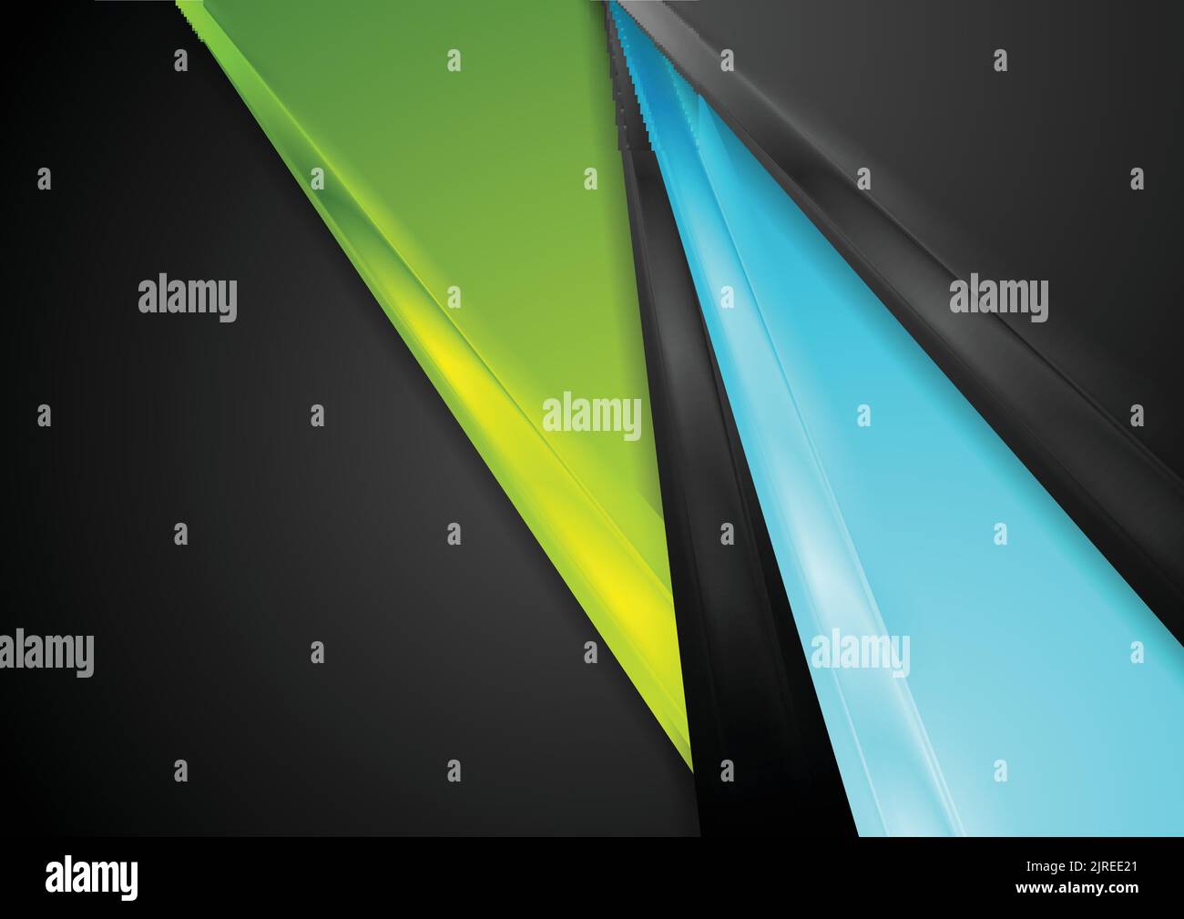 Black, blue and green abstract glossy stripes vector corporate