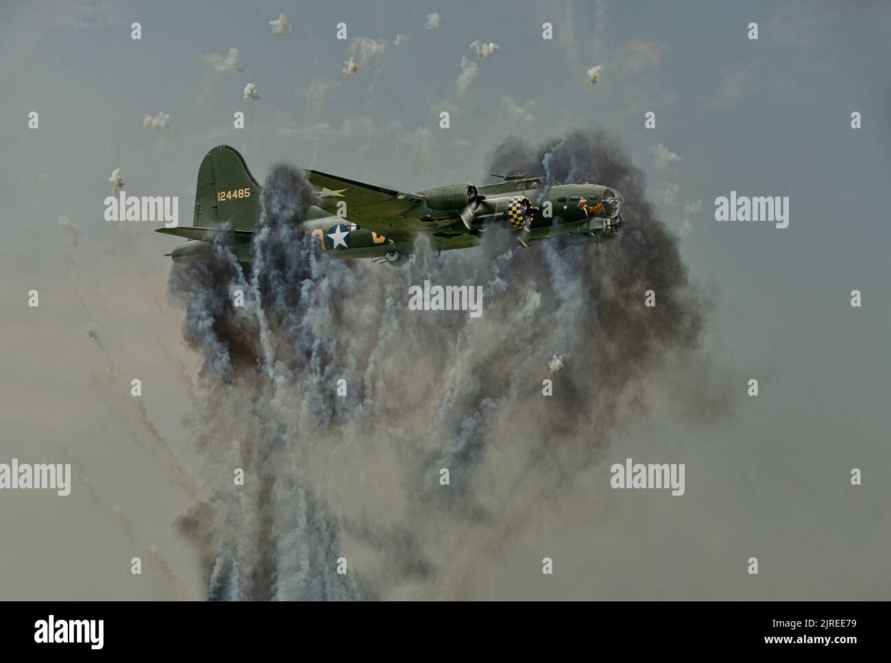 Flying Fortress Under Fire Stock Photo