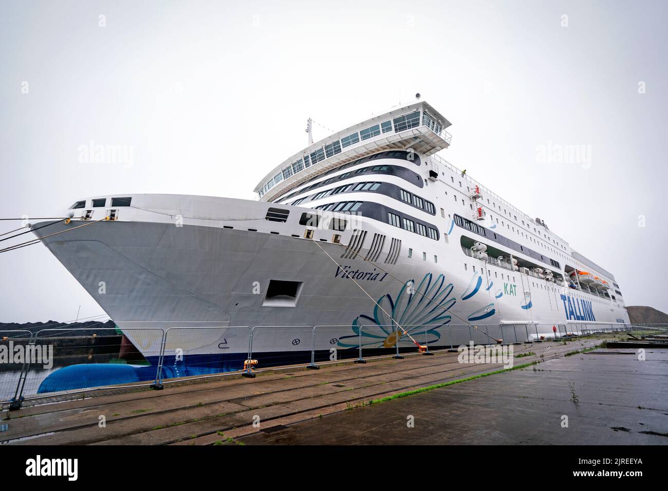 The MS Victoria ferry berthed in the Port of Leith, Edinburgh, which is ...
