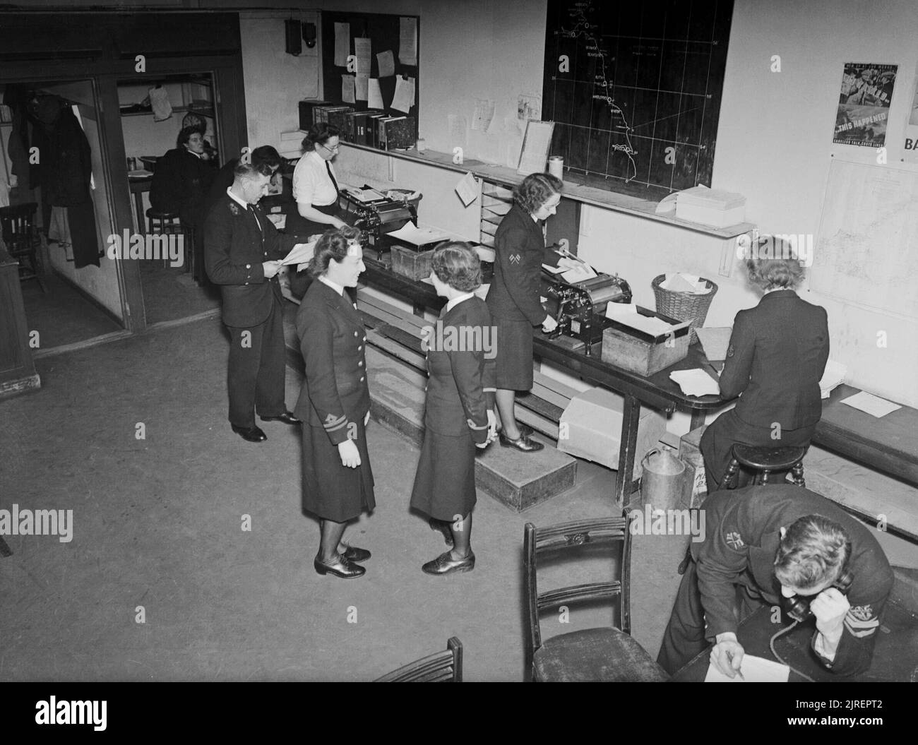 Members of the Women's Royal Naval Service (WRNS) working at an