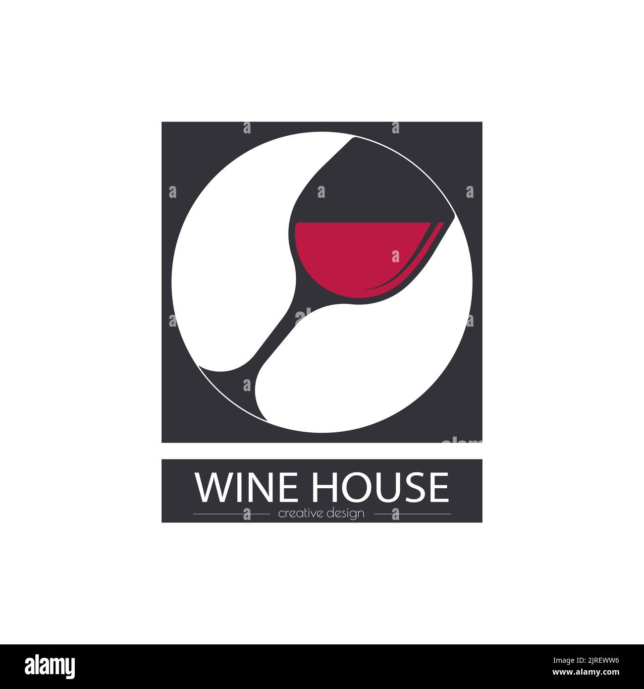 Wine house. A template with a glass of red wine for a logo, sticker