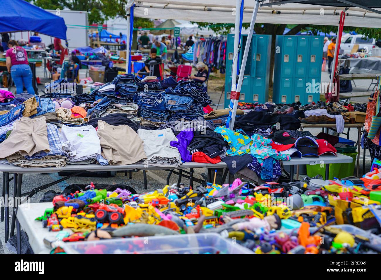 New Castle, DE, USA August 21, 2022 Closeup of merchandise offered