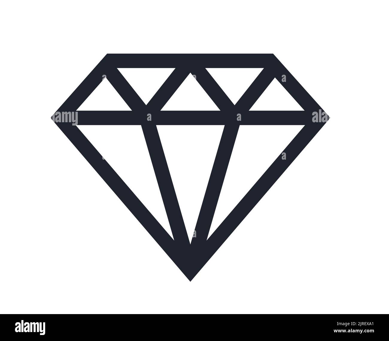 Diamond and geometric brilliant gemstone line art vector icon Stock Vector