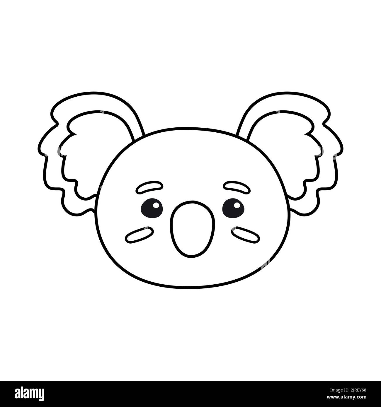 Vector flat hand drawn koala face head isolated on white background