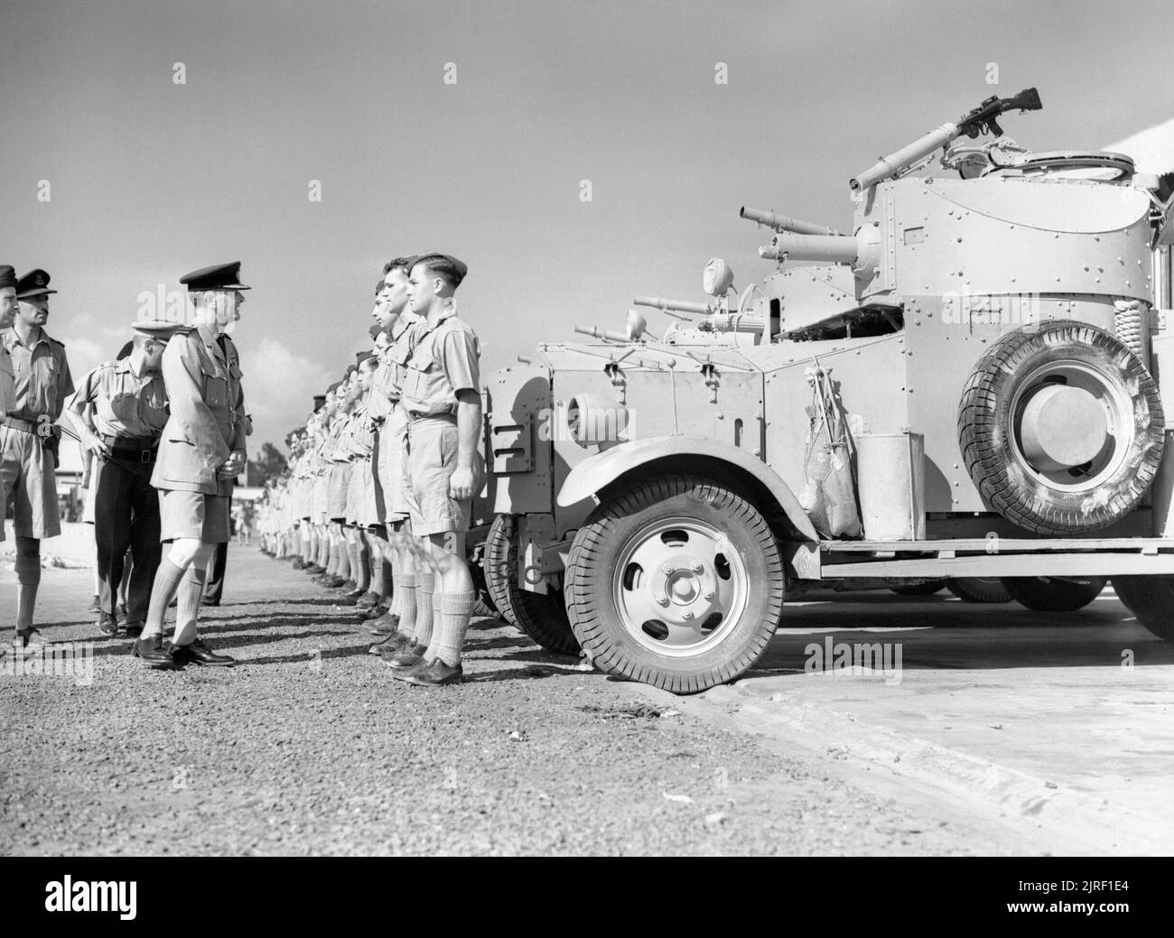 Inspects a section of no 2 armoured car company raf hires stock