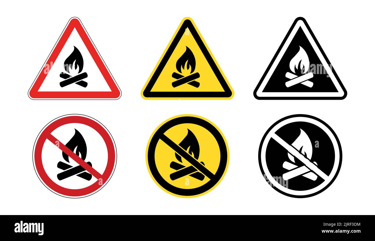 Bonfire or campfire sign vector illustration set Stock Vector