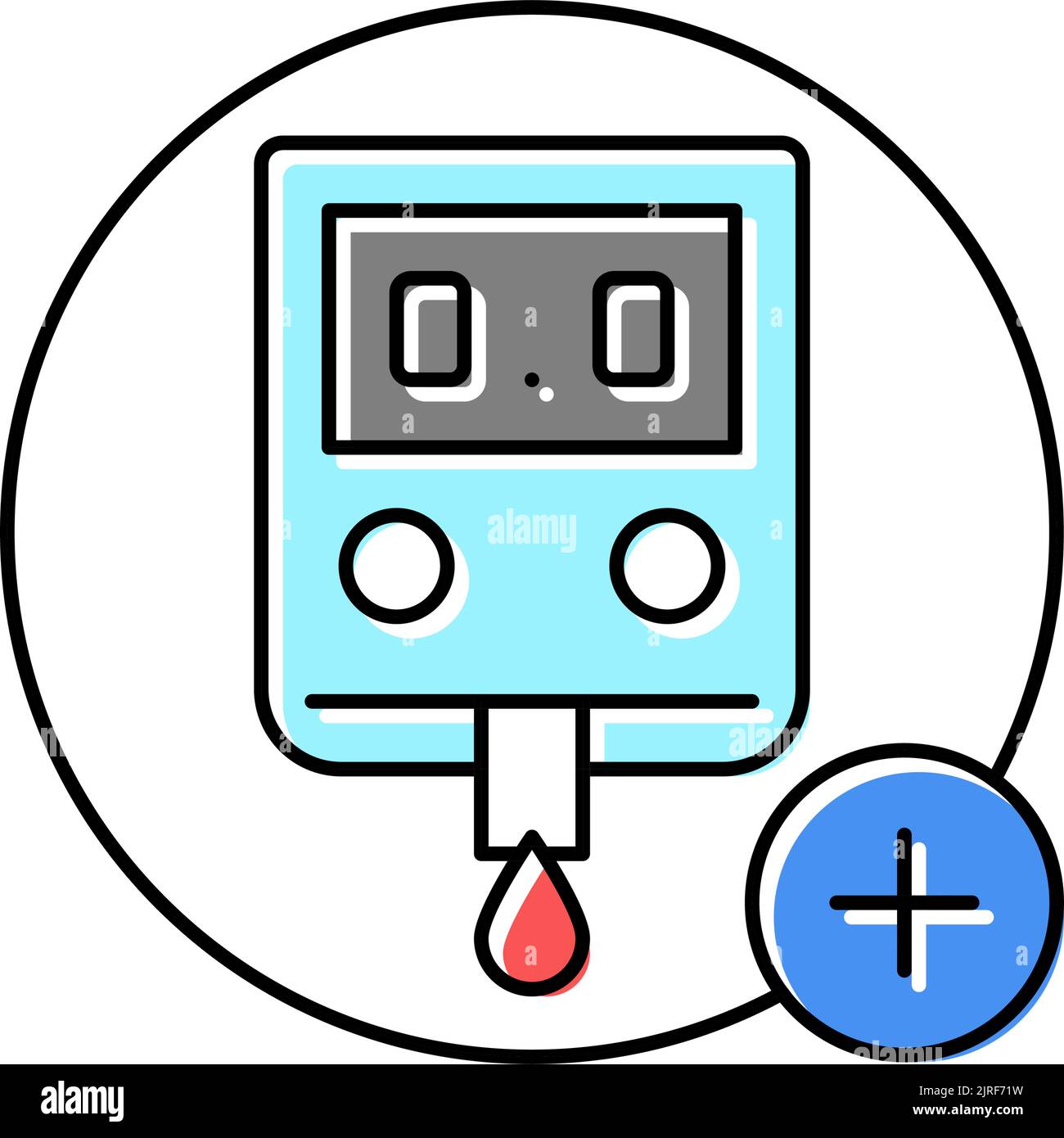 diabetes test health check color icon vector illustration Stock Vector