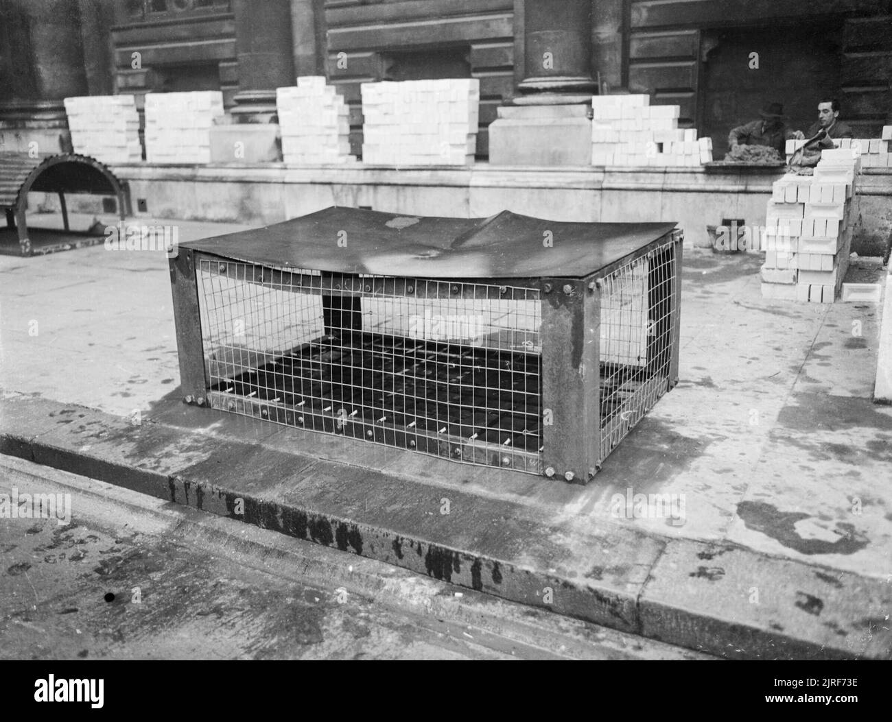 Civil Defence in Britain Morrison Shelter Test, 1941 A photograph showing a Morrison shelter
