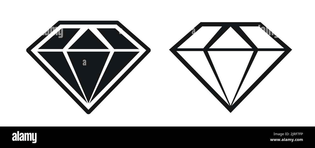 Diamond and crystal gem stone logo line art vector icon set Stock Vector