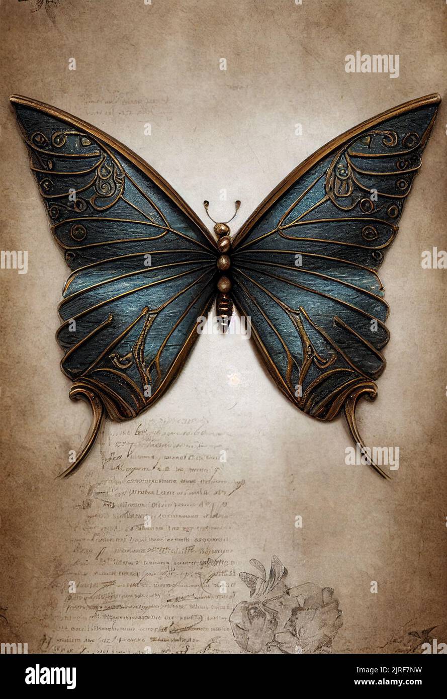 Illustrative drawing of a butterfly in a steampunk style Stock Photo