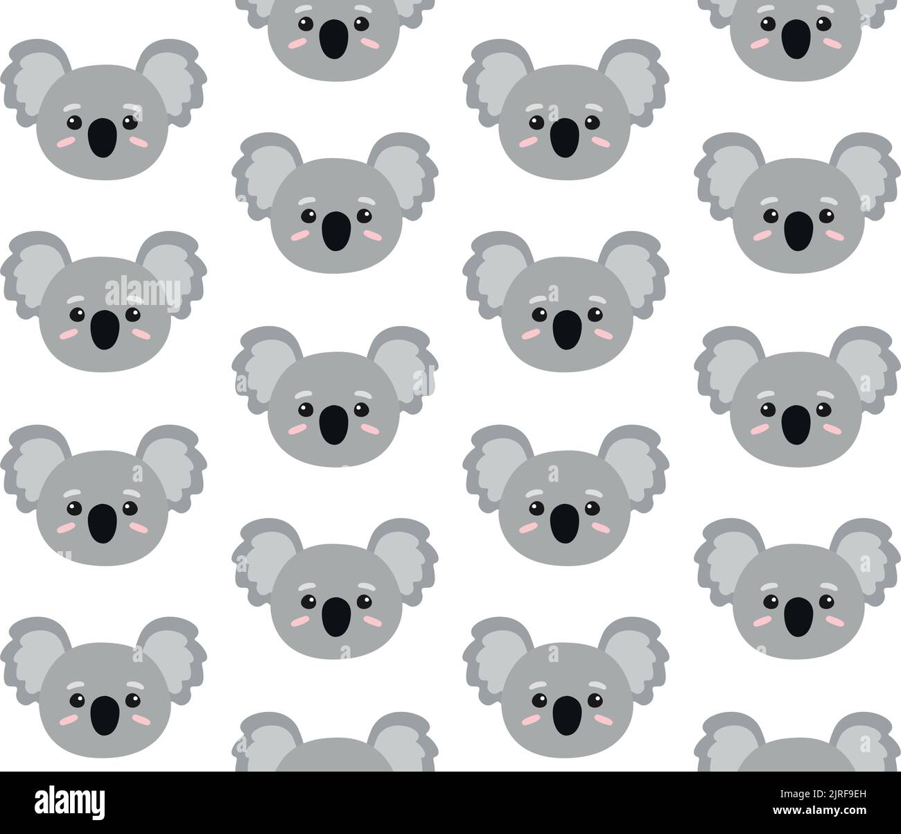 Vector seamless pattern of flat hand drawn koala face head isolated on ...