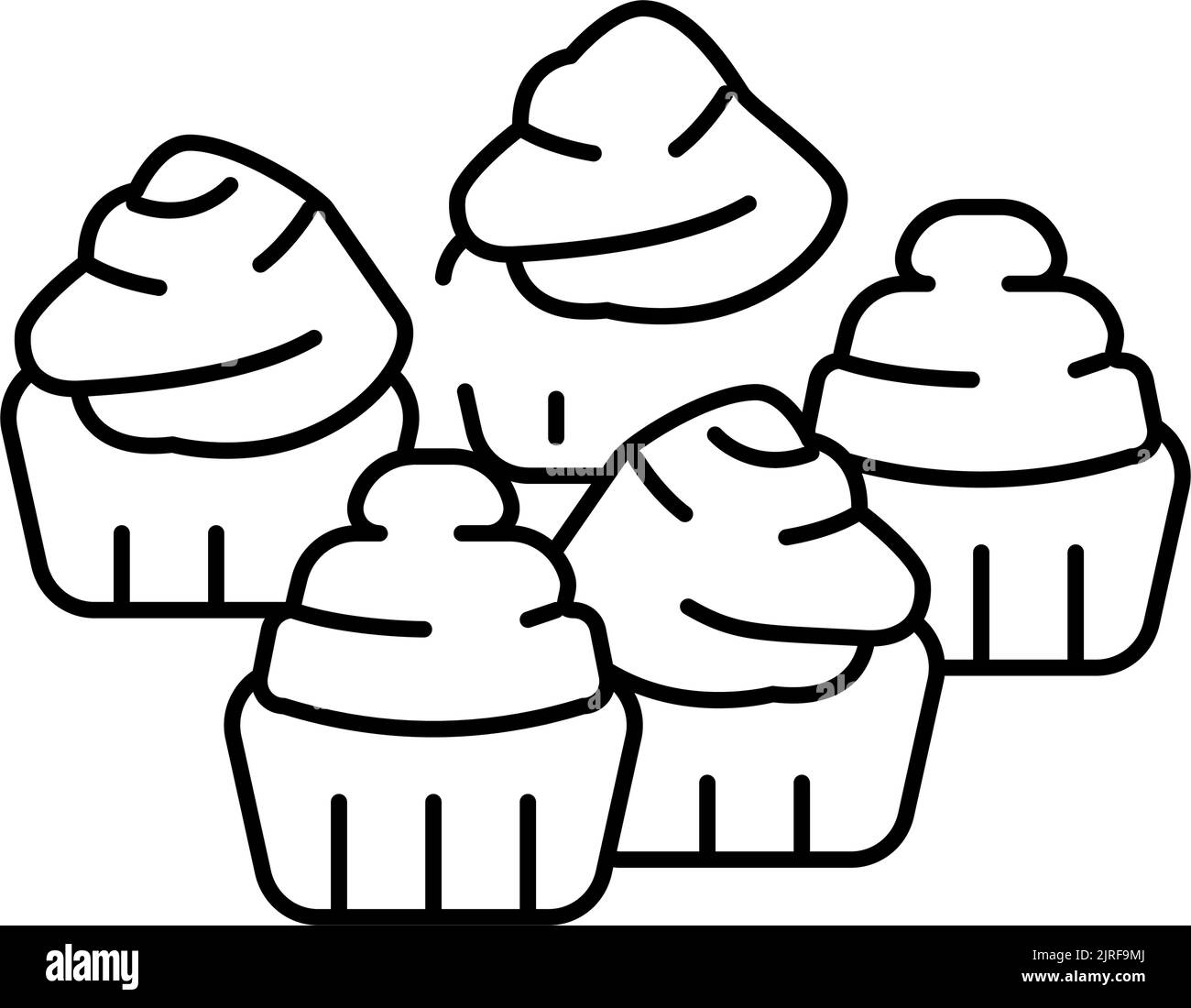 cup cake food dessert line icon vector illustration Stock Vector Image ...
