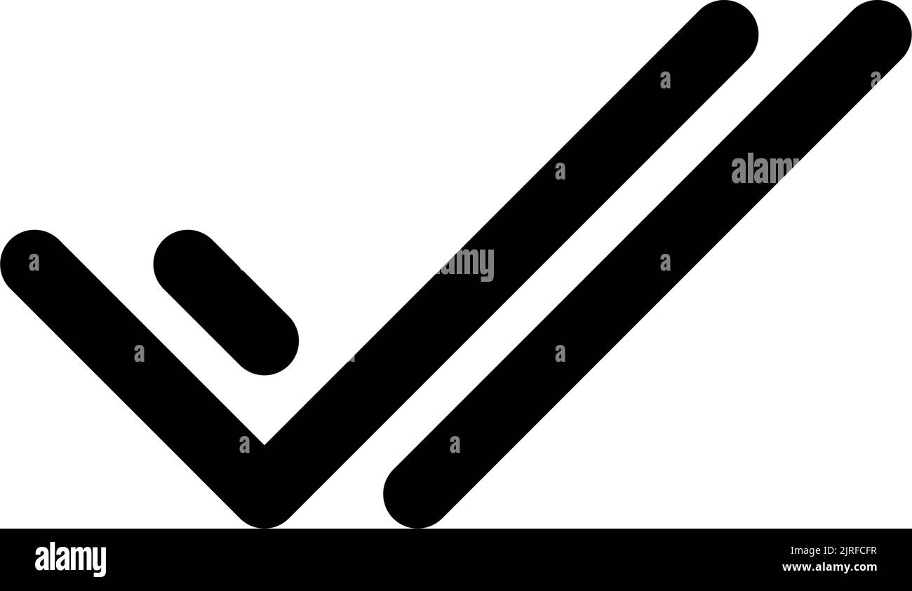 Two checkmarks black glyph ui icon Stock Vector
