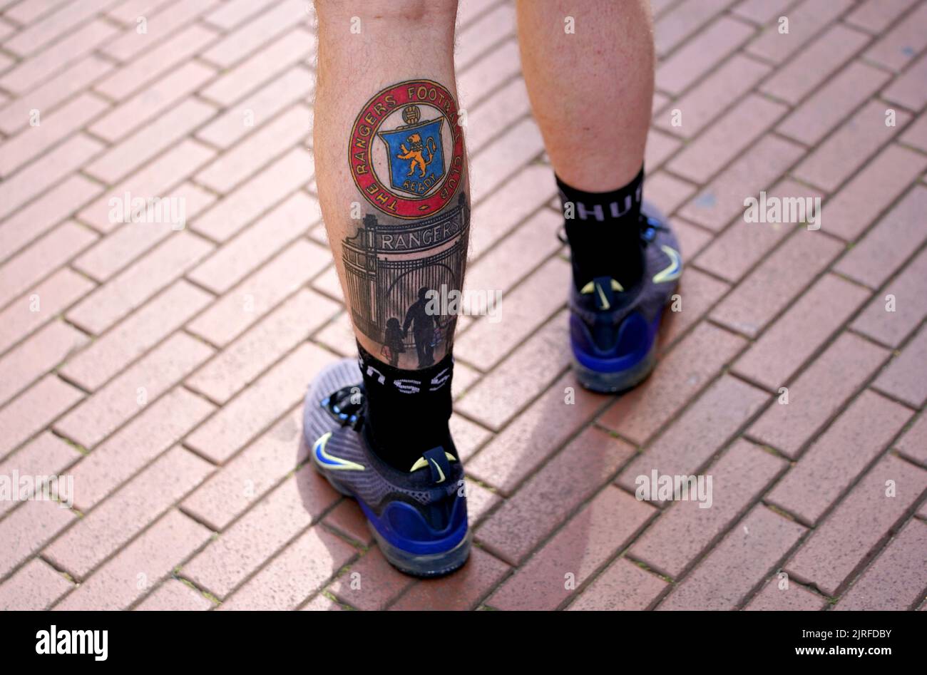 Tattoos on a Rangers fan ahead of the UEFA Champions League qualifying ...
