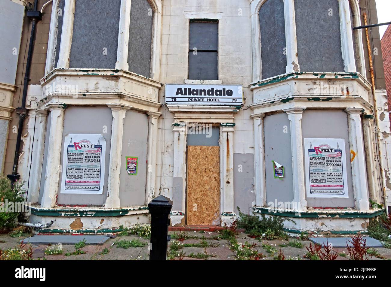 Derelict Allandale Private hotel, Guesthouse, 79 Abingdon St, Blackpool , Lancashire, England, UK, FY1 1PP Stock Photo