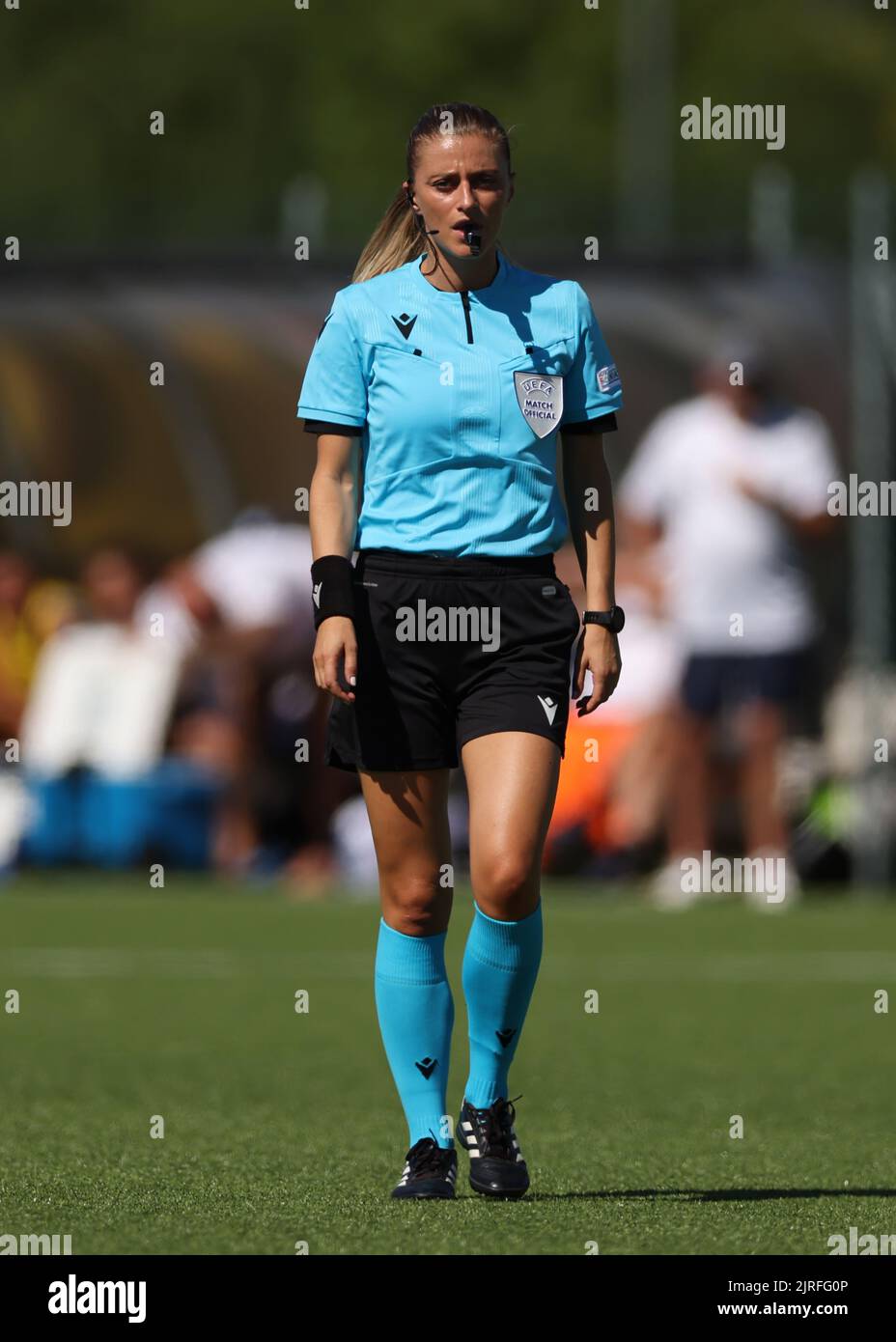 Turin, Italy, 21st August 2022. The referee Ana Maria Alexandra Terteleac of Romania during the UEFA Women's Champions League match at Juventus Training Centre, Turin. Picture credit should read: Jonathan Moscrop / Sportimage Stock Photo