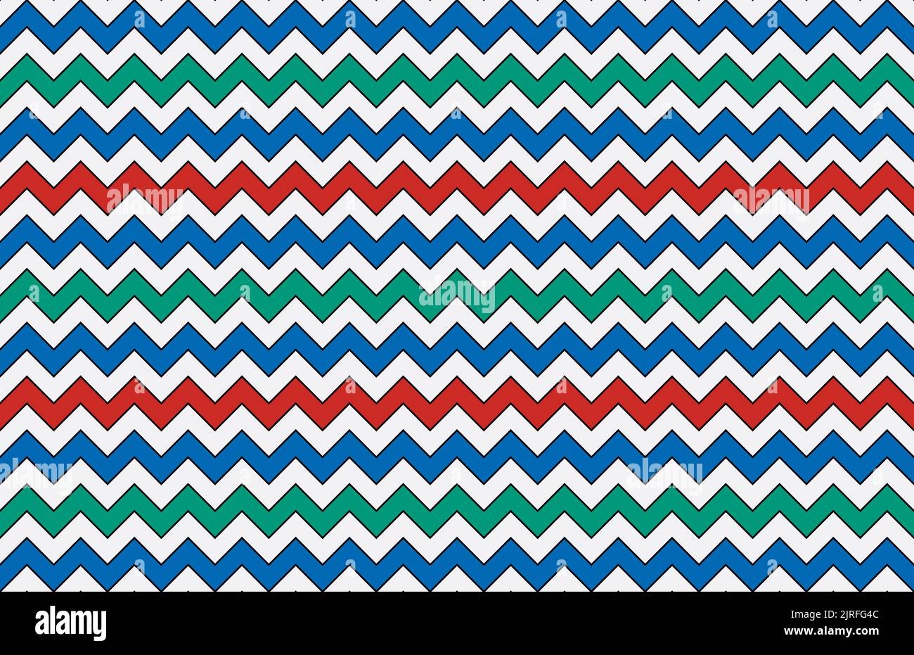Wavy zigzag pattern in ancient Egypt color style. Seamless tile with a pattern, based on the ancient Egyptian colors red, turquoise, blue and white. Stock Photo
