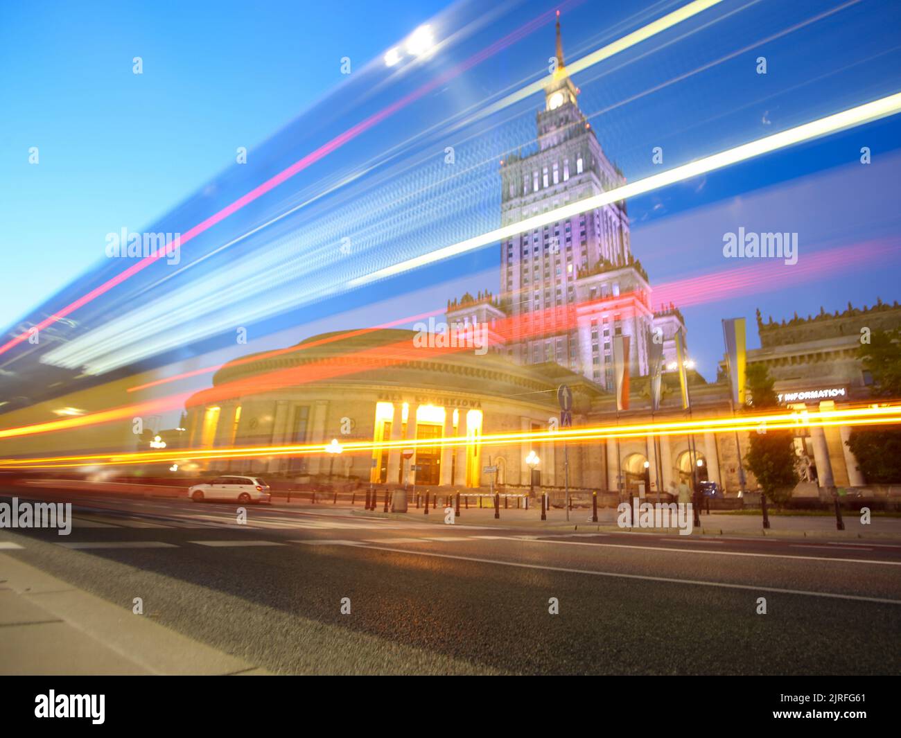 Palace of Culture and Science in Warsaw at night Stock Photo