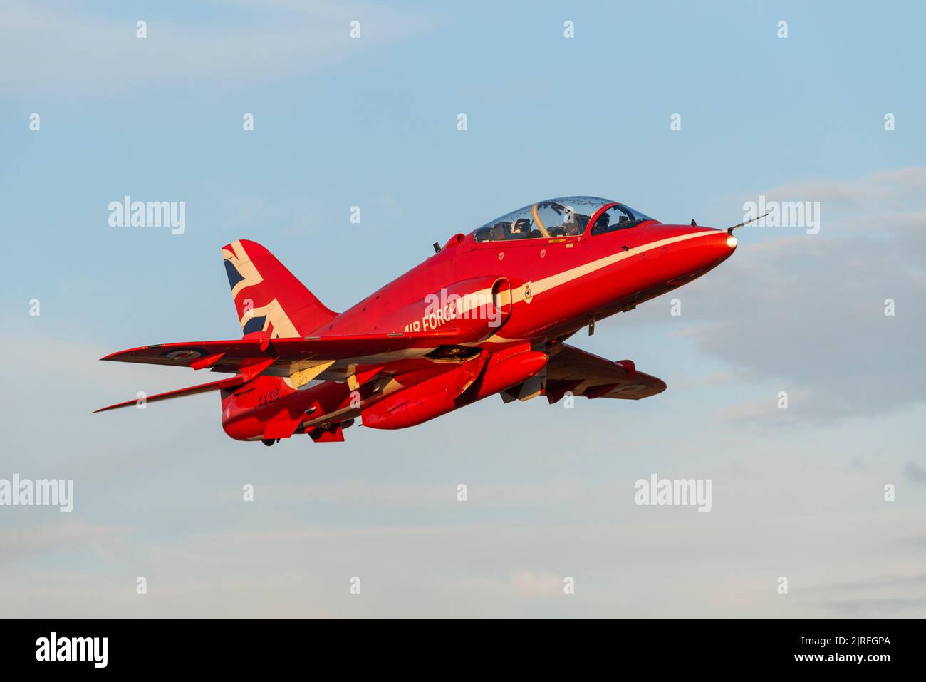 RAF Red Arrows BAe Hawk jet plane taking off from London Southend