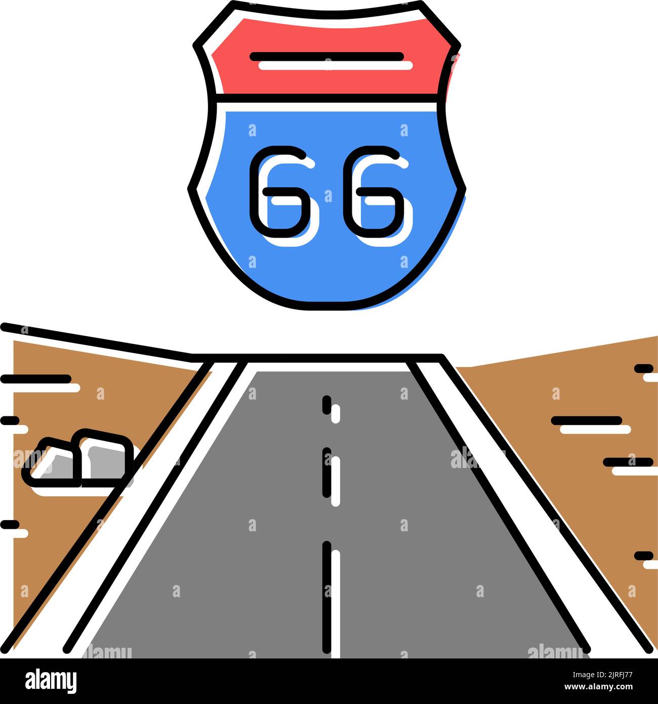 highway 66 color icon vector illustration Stock Vector