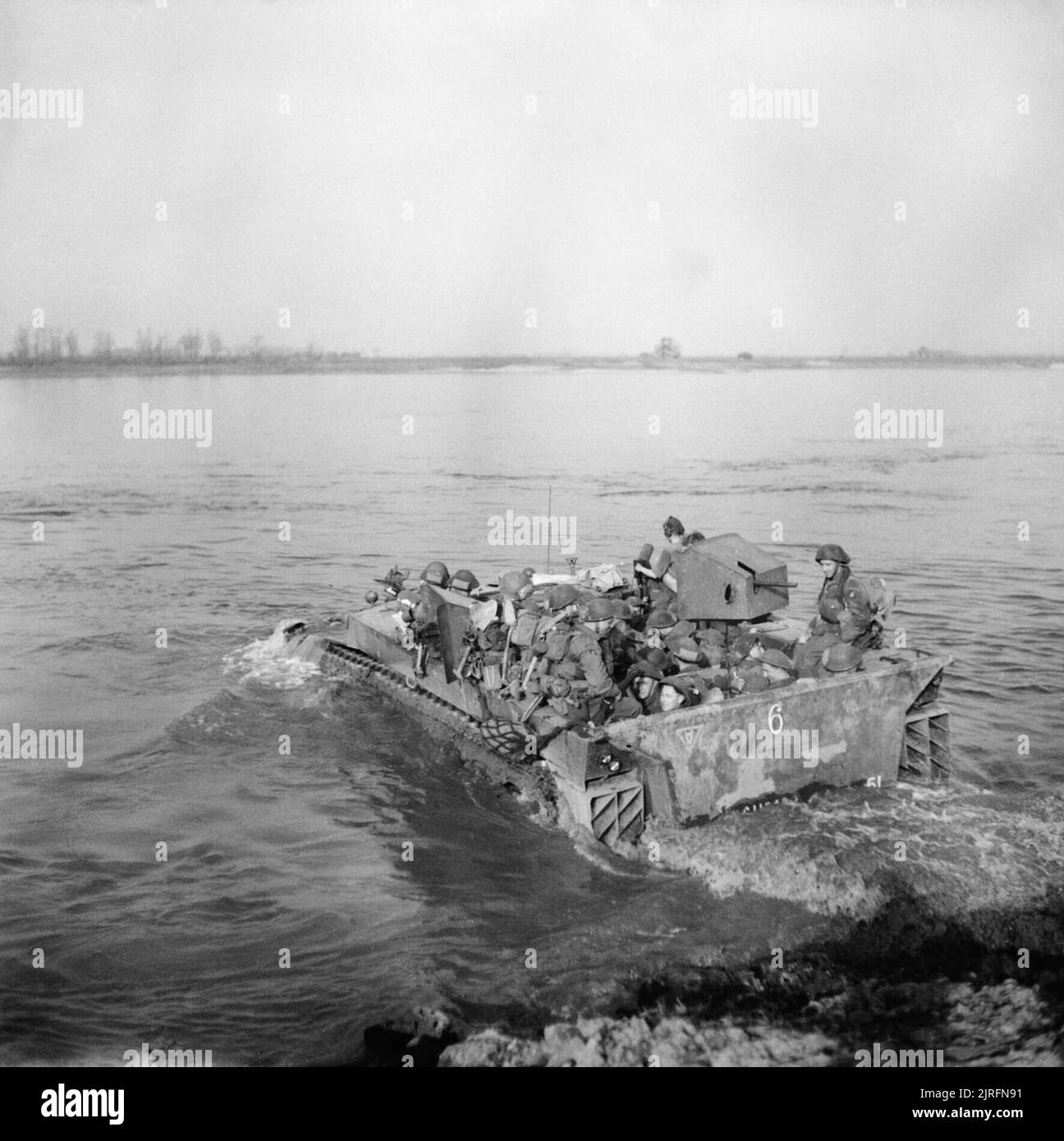 Men of the 5th Dorsetshire Regiment crossing the Rhine in a Buffalo, 28 ...