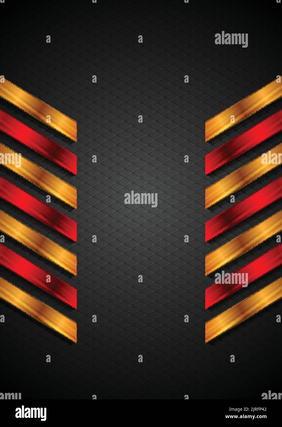 Abstract technology background with red and orange glossy stripes. Vector design Stock Vector