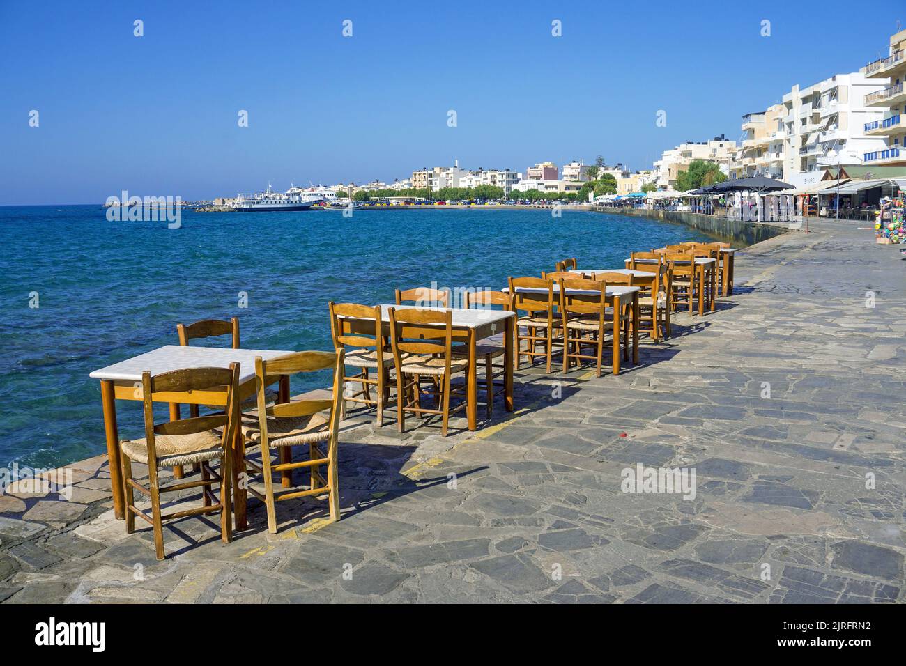 Sea promenade in Ierapetra, Ierapetra is the most southern city of Greece, Crete, Greece, Europe Stock Photo