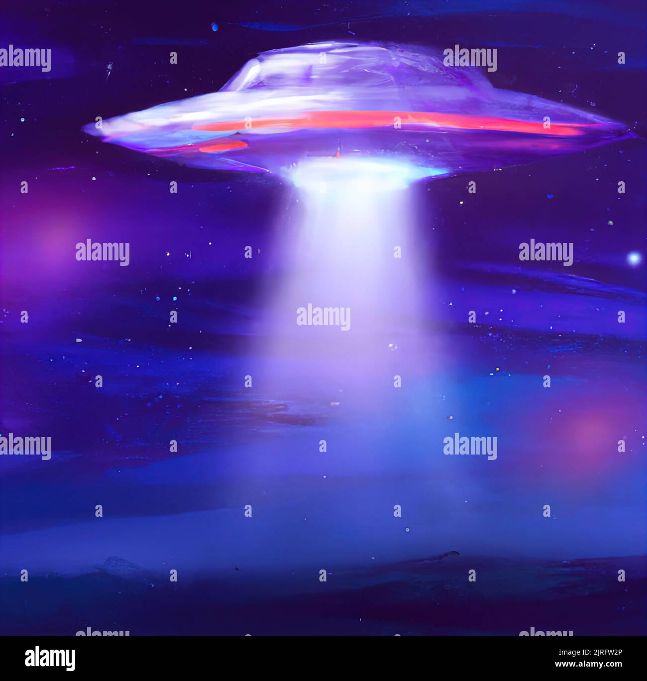 Pastel drawing UFO in space with beam from below. Digital painting of alien  spaceship, galaxy background, outer space design. Large art print Stock  Photo - Alamy