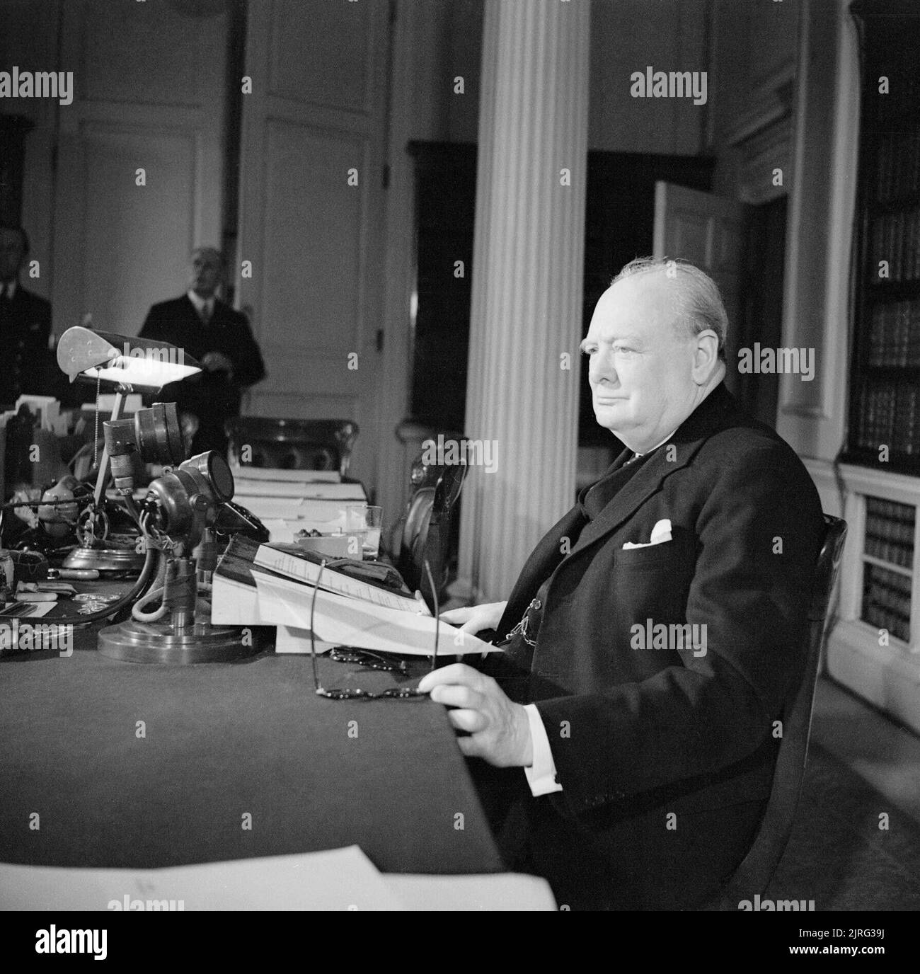 Winston Churchill makes his VE Day radio broadcast from 10 Downing