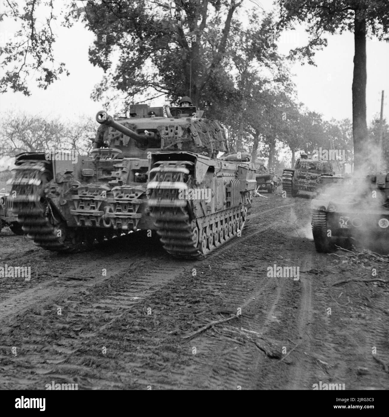 Churchill tanks of 6th Guards Tank Brigade in NW Europe, 2 November 1944. Churchill tanks of 6th Guards Tank Brigade in NW Europe, 2 November 1944. Stock Photo