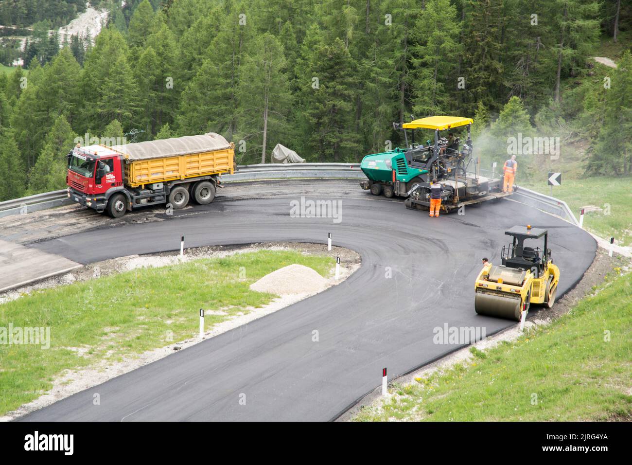 Blacktop Paving Road with Paver and Dump Truck Stock Photo Alamy