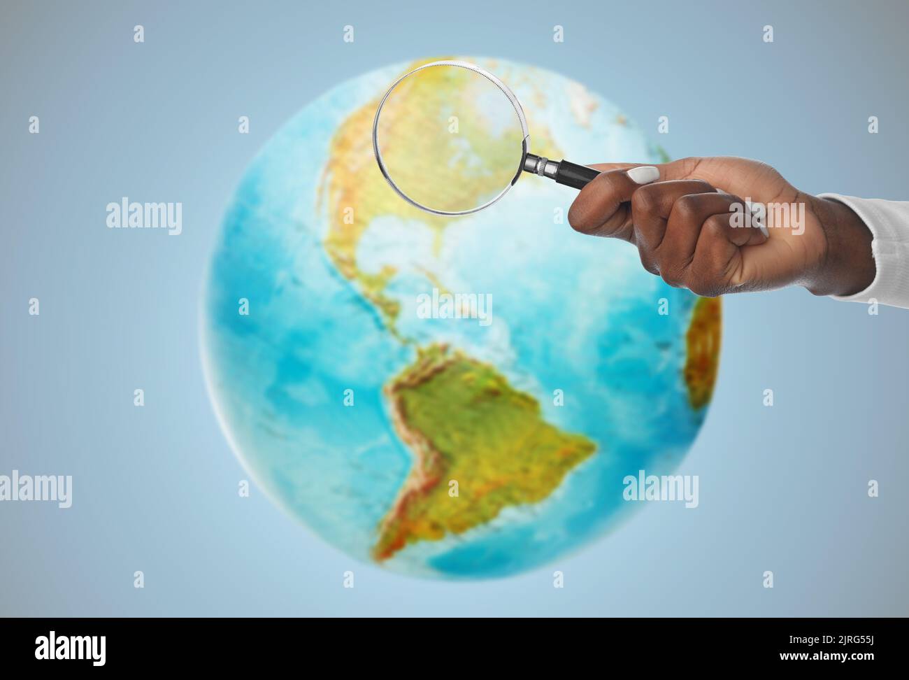 hand with magnifying glass Stock Photo Alamy